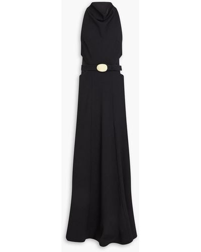 Nicholas Ellianna Belted Cutout Crepe Gown - Black