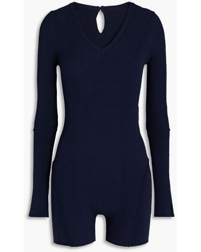 Jacquemus Cielo Ribbed-knit Playsuit - Blue
