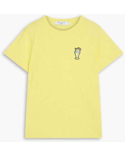 Maison Kitsuné T-shirt aus baumwoll-jersey mit applikationen - Gelb