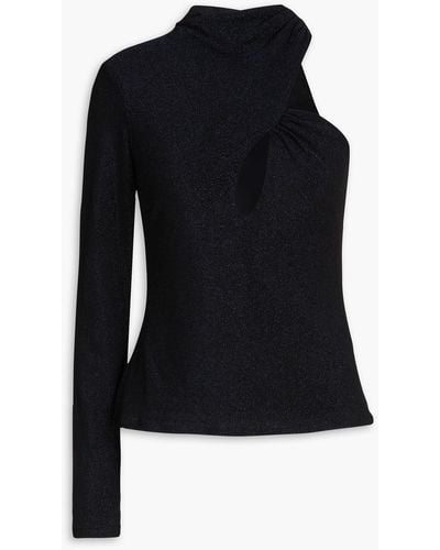 Nicholas Oriana One-sleeve Cutout Metallic Jersey Top - Black