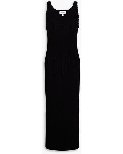 10 Crosby Derek Lam Valencia Crochet-paneled Ribbed Cotton-blend Dress - Black