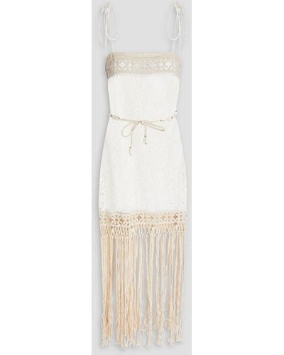 Zimmermann Fringed Broderie Anglaise Cotton And Macramé Maxi Dress - White