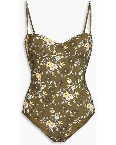 Tory Burch Floral-print Swimsuit - Green