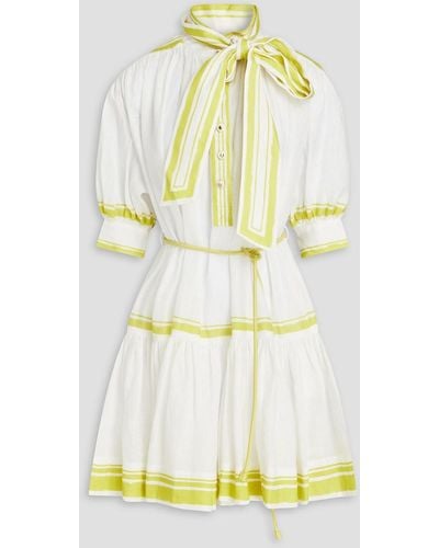 Zimmermann Striped Linen Mini Shirt Dress - Yellow