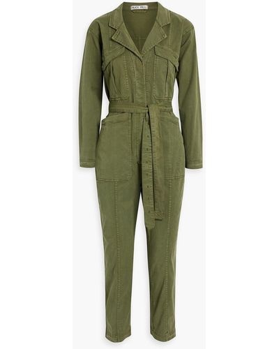 Alex Mill Expedition Cropped Tm-blend Twill Jumpsuit - Green
