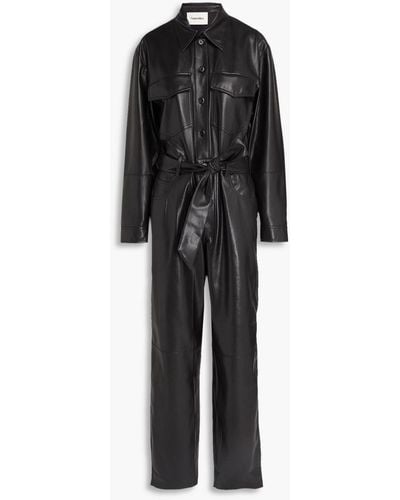 Nanushka Ashton Belted Vegan Leather Jumpsuit - Black