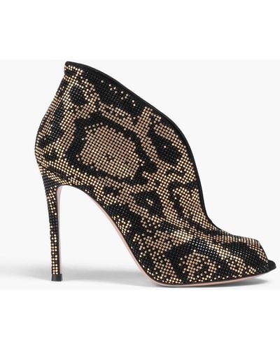 Gianvito Rossi Vamp Bead-embellished Suede Ankle Boots - Brown
