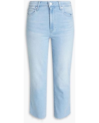 PAIGE Cindy Cropped Distressed High-rise Straight-leg Jeans - Blue