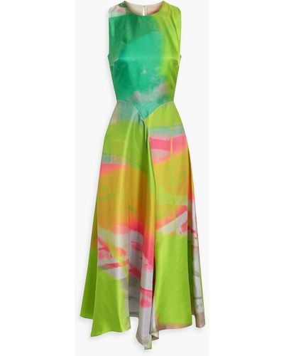 ROKSANDA Zenobia Asymmetric Draped Printed Silk-twill Midi Dress - Green