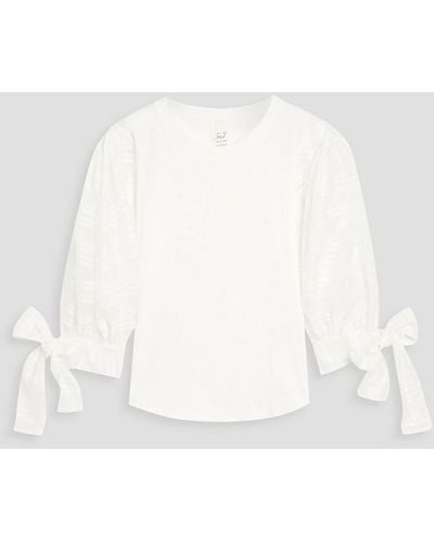 Cinq À Sept Carlie Organza-jacquard And Stretch-cotton Jersey Top - White
