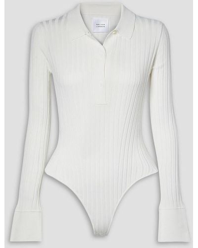 Galvan London Rhea Ribbed-knit Bodysuit - White