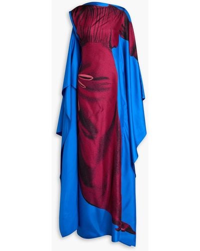 ROKSANDA Senvu Draped Printed Silk-twill Maxi Dress - Blue