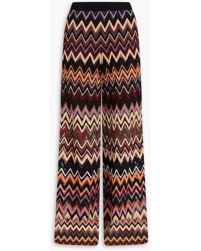 Missoni Crochet-knit Wool-blend Wide-leg Trousers - Black