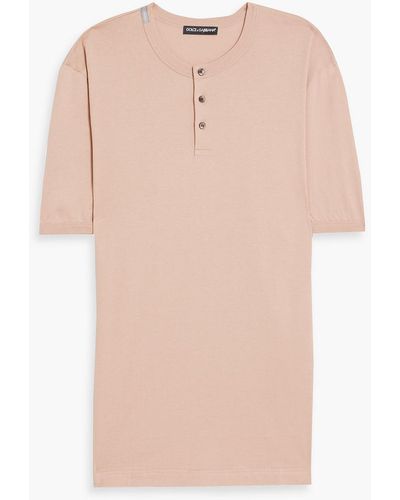 Dolce & Gabbana Cotton-jersey Henley T-shirt - Pink