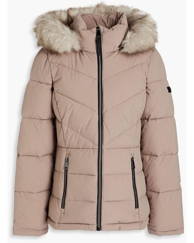 DKNY Quilted Shell Hooded Jacket - Brown