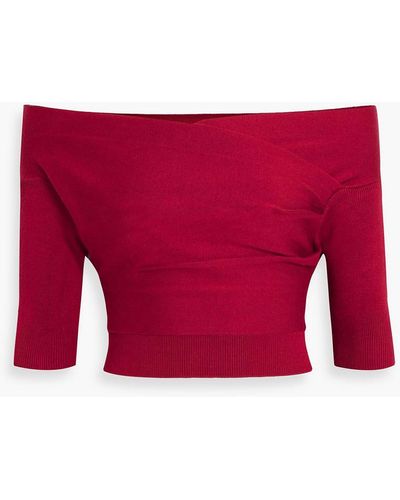 Michelle Mason Schulterfreies cropped strickoberteil - Rot