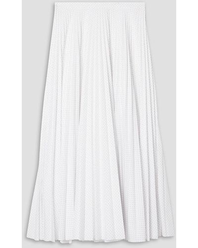 Erdem Nesrine Pleated Printed Poplin Midi Skirt - White