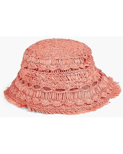 Zimmermann Crocheted Faux Raffia Bucket Hat - Red