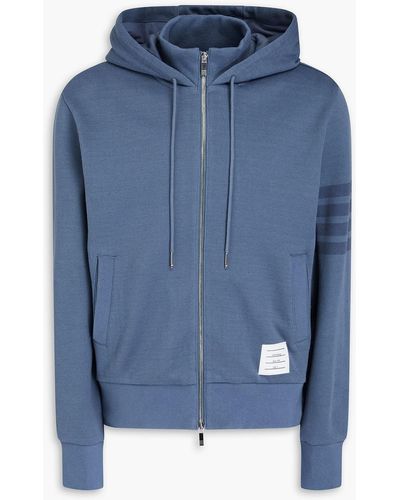 Thom Browne French Cotton-terry Zip-up Hoodie - Blue