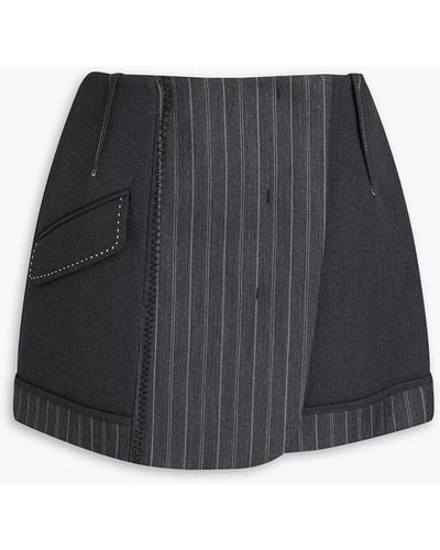 Jonathan Simkhai Payton Pinstriped Wool-blend Mini Wrap Skirt - Black