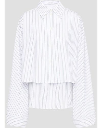 MM6 by Maison Martin Margiela Gerafftes hemd aus baumwollpopeline mit streifen - Weiß