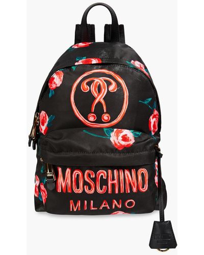 Moschino Printed Satin-twill Backpack - Black
