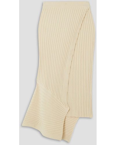 Stella McCartney Asymmetric Ribbed Cotton Midi Wrap Skirt - Natural