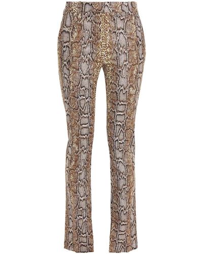 Victoria Beckham Cotton-blend Snake-jacquard Skinny Pants - Brown