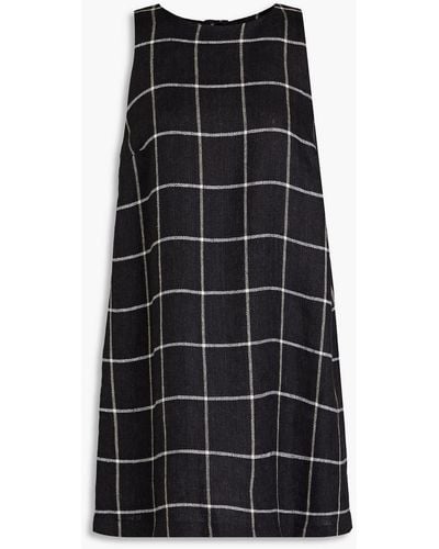 Lisa Marie Fernandez Checked Linen Mini Dress - Black