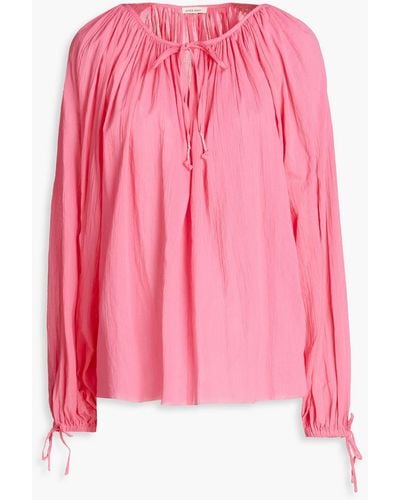 Love Stories Costa Gathered Cotton-crepon Top - Pink