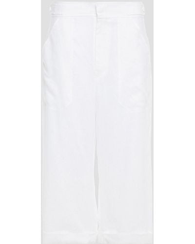 Equipment Cropped Linen Wide-leg Pants - White