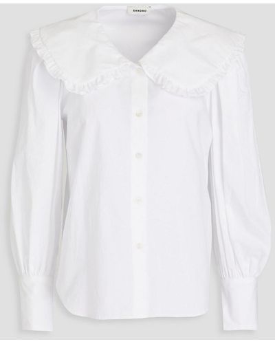 Sandro Alda hemd aus baumwollpopeline mit rüschen - Weiß