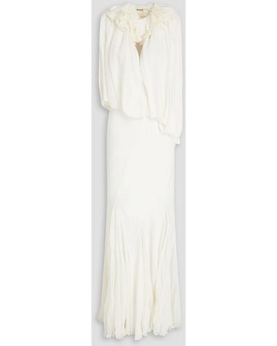 Khaite Greco Ruffled Silk-chiffon Maxi Dress - White
