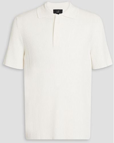 Dunhill Ribbed Mulberry Silk Polo Shirt - Natural