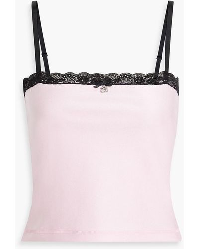 T By Alexander Wang Lace-trimmed Stretch-knit Camisole - Pink