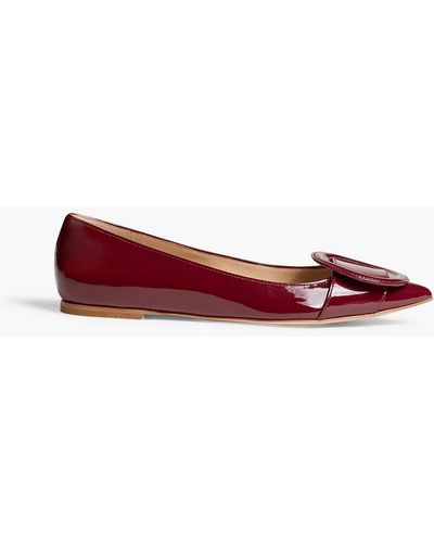 Gianvito Rossi Ruby 05 Buckle-embellished Patent-leather Point-toe Flats - Red