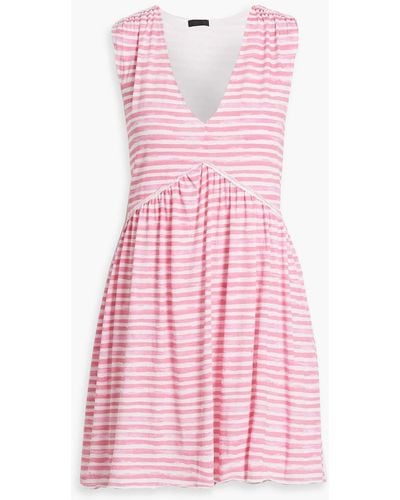 ATM Striped Cotton-jersey Mini Dress - Pink