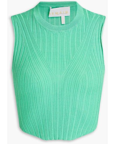 REMAIN Birger Christensen Bassy Cropped Ribbed-knit Top - Green