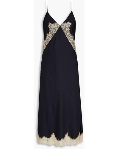 Rag & Bone Logan Lace-trimmed Silk-blend Satin Midi Slip Dress - Blue