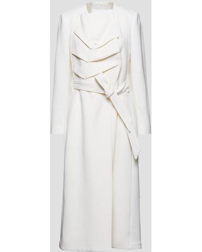 Roland Mouret Edintore Belted Pleated Wool-crepe Coat - White