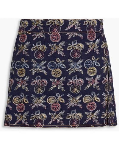 Etro Wrap-effect Cotton-blend Jacquard Mini Skirt - Blue