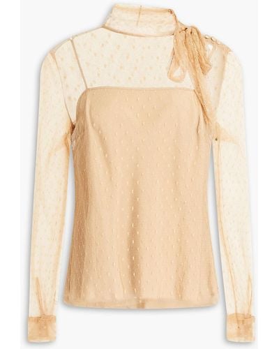 RED Valentino Pussy-bow Point D'esprit Blouse - Natural