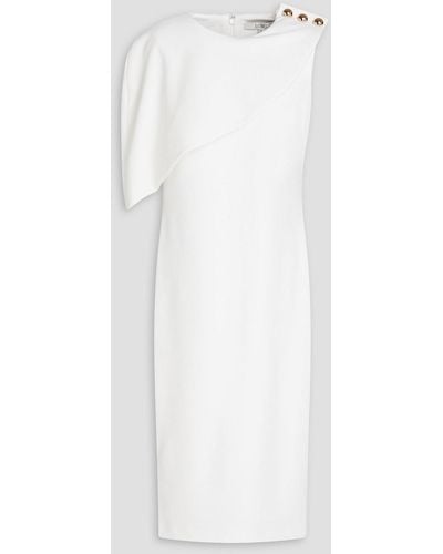 Badgley Mischka Button-embellished Crepe Midi Dress - White