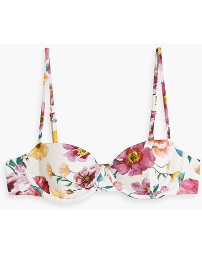 Onia Dalia Floral-print Underwired Bikini Top - White