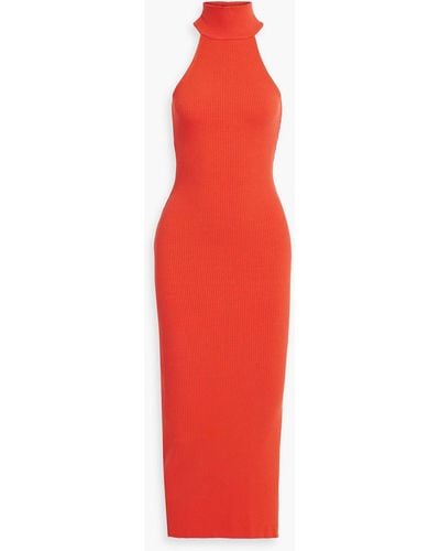 The Range Ribbed Jersey Midi Dress - Red