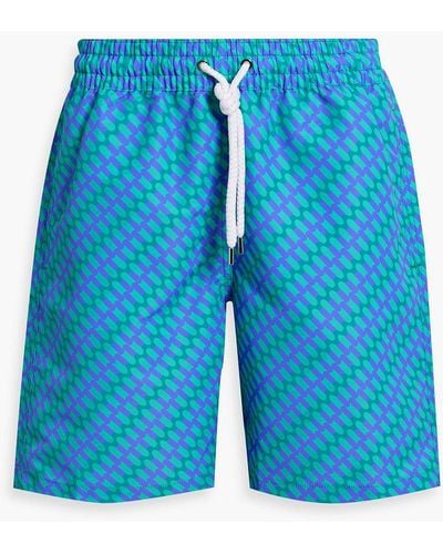 Frescobol Carioca Mid-length Printed Swim Shorts - Blue