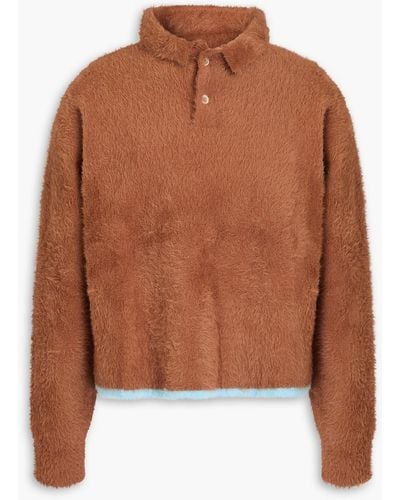 Jacquemus Neve Brushed Knitted Polo Jumper - Brown