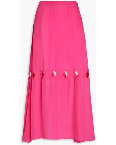 VALIMARE Sardinia Cutout Chiffon Maxi Skirt - Pink