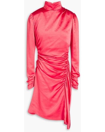 A.L.C. Asymmetric Ruched Satin-crepe Mini Dress - Pink