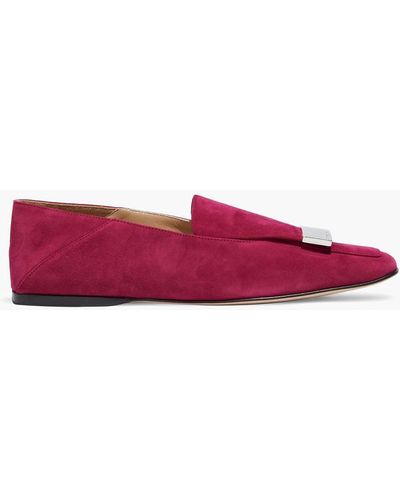 Sergio Rossi Sr1 Suede Collapsible-heel Loafers - Red